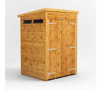 Powersheds Pent Roof Double Door Security Shed 4ft x 4ft - Golden Brown
