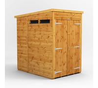 Powersheds Pent Roof Double Door Security Shed 4ft x 6ft - Golden Brown