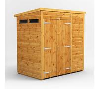 Powersheds Pent Roof Double Door Security Shed 6ft x 4ft, Golden Brown Timber