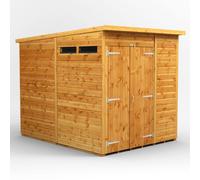 Powersheds Pent Roof Double Door Security Shed 6ft x 8ft - Golden Brown