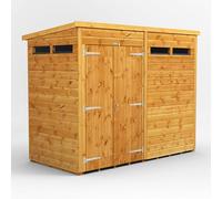 Powersheds Pent Roof Double Door Security Shed 8ft x 4ft - Golden Brown