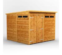Powersheds Pent Roof Double Door Security Shed 8ft x 8ft - Golden Brown
