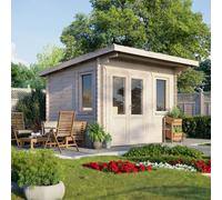 Power 12x10 Pent Log Cabin, Doors to the Left - 28mm Logs