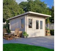 Power 12x12 Pent Log Cabin, Doors to the Right - 28mm Logs