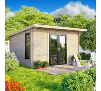 Powersheds Pent Roof Log Cabin 12ft x 12ft, 44mm Log Thickness, Anthracite Gre