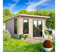 Power 12x12 Pent Log Cabin - Right Hand Door, Brown