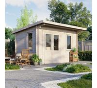 Power 14x10 Pent Log Cabin, Doors to the Left - 28mm Logs