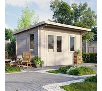 Powersheds Pent Roof Log Cabin 14ft x 10ft (Doors to Left) 28mm Log Thickness