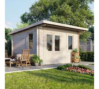 Power 14x12 Pent Log Cabin, Doors to the Left - 28mm Logs