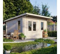 Power 14x14 Pent Log Cabin, Doors to the Left - 28mm Logs