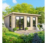 Powersheds Pent Roof Log Cabin 16' x 12' 44mm Anthracite Gre