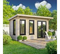 Power 16x8 Pent Log Cabin, Doors to the Right - 44mm Logs