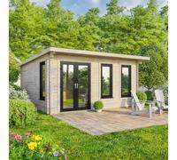 Power 18x16 Pent Log Cabin, Doors to the Left - 44mm Logs