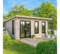 Power 18x18 Pent Log Cabin, Doors to the Left - 44mm Logs