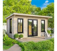 Powersheds Pent Roof Log Cabin 18'x8' (Doors Central) 44mm Log Thickness