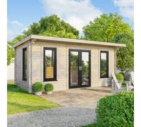 Power 20x10 Pent Log Cabin, Doors Central - 44mm Logs