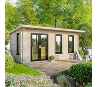 Power 20x12 Pent Log Cabin, Doors to the Left - 44mm Logs