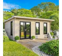 Power 20x16 Pent Log Cabin, Doors to the Left - 44mm Logs