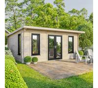Powersheds Pent Roof Log Cabin 20ft x 18ft (Doors Central) 44mm Log Thickness