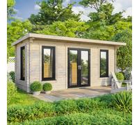 Power 20x8 Pent Log Cabin, Doors Central - 44mm Logs