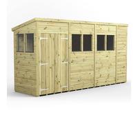 Power 14x4 Premium Pent Double Door Garden Shed