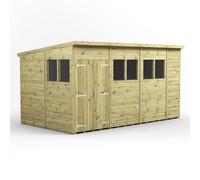 Power 14x8 Premium Pent Double Door Garden Shed