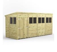 Power 16x6 Premium Pent Double Door Garden Shed