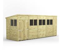 Power 18x6 Premium Pent Double Door Garden Shed