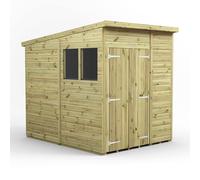 Power 6x8 Premium Pent Double Door Garden Shed