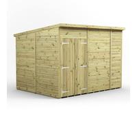 Power 10x8 Premium Pent Windowless Double Door Garden Shed