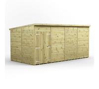 Power 16x8 Premium Pent Windowless Double Door Garden Shed