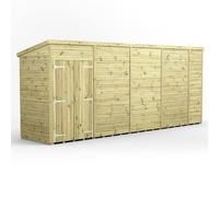 Power 18x4 Premium Pent Windowless Double Door Garden Shed