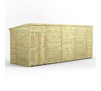 Power 18x6 Premium Pent Windowless Double Door Garden Shed
