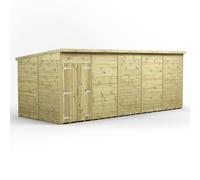 Power 20x8 Premium Pent Windowless Double Door Garden Shed