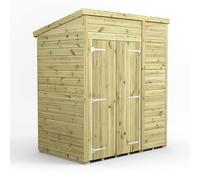 Power 6x4 Premium Pent Windowless Double Door Garden Shed