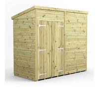 Power 8x4 Premium Pent Windowless Double Door Garden Shed
