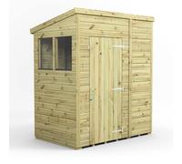 Powersheds Pent Roof Premium Garden Shed 6'x4', 1952mm x 1308mm Timber Shiplap