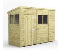 Powersheds Pent Roof Premium Single Door Garden Shed, 10ft x 4ft Timber