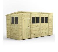 Powersheds Pent Roof Premium Single Door Garden Shed, 14ft x 6ft, Timber Shiplap Tongue and Groove