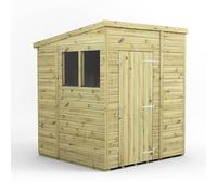 Powersheds Pent Roof Premium Single Door Garden Shed 6ft x 6ft, Timber Shiplap