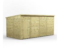 Powersheds Pent Roof Premium Single Door Windowless Garden Shed 16ft x 8ft Timber Shiplap