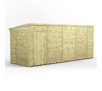Power 18x6 Premium Pent Windowless Garden Shed, Green