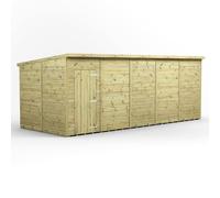 Power 20x8 Premium Pent Windowless Garden Shed, Green