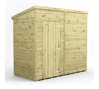 Power 8x4 Premium Pent Windowless Garden Shed, Green