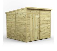Powersheds Pent Roof Premium Single Door Windowless Garden Shed, 8ft x 8ft, High-Grade Timber Shiplap