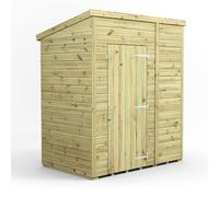 Powersheds Pent Roof Premium Windowless Garden Shed 6'x4', Pressure-Treated Timber, Shiplap Tongue and Groove