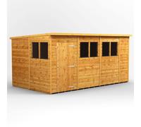 Power Pent Roof Garden Shed 14'x8' Golden Brown
