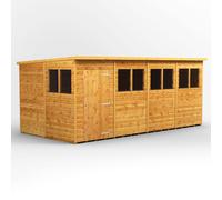 Power Pent Roof Garden Shed 16'x8' Golden Brown