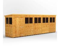 Powersheds Pent Roof Single Door Garden Shed 20ft x 4ft - Golden Brown