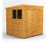 Powersheds Pent Roof Single Door Garden Shed 6ft x 6ft - Golden Brown